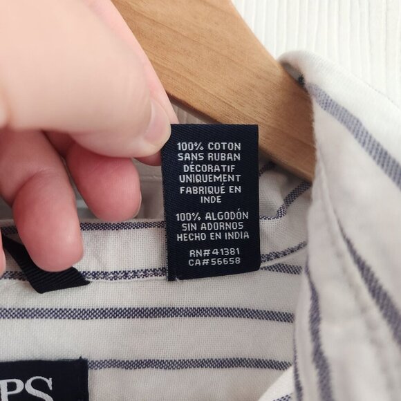 Chaps White Striped Button Up Cotton Shirt - Picture 4 of 10